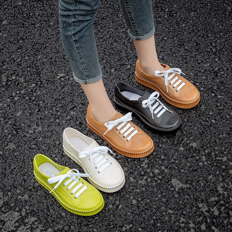 Rain shoes women wear fashionable new short tube candy color waterproof shoes female students non-slip soft-soled nurse little white shoes