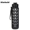 1000ml Motivational Sports Water Bottle Straw Bottle Leakproof Gradient Time Marker Drinkware for Gym Outdoor