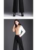 Women's High-Waisted Wool Wide-Leg Pants, Autumn/Winter Flare, Loose-Fit, Nine-Tenths Length.