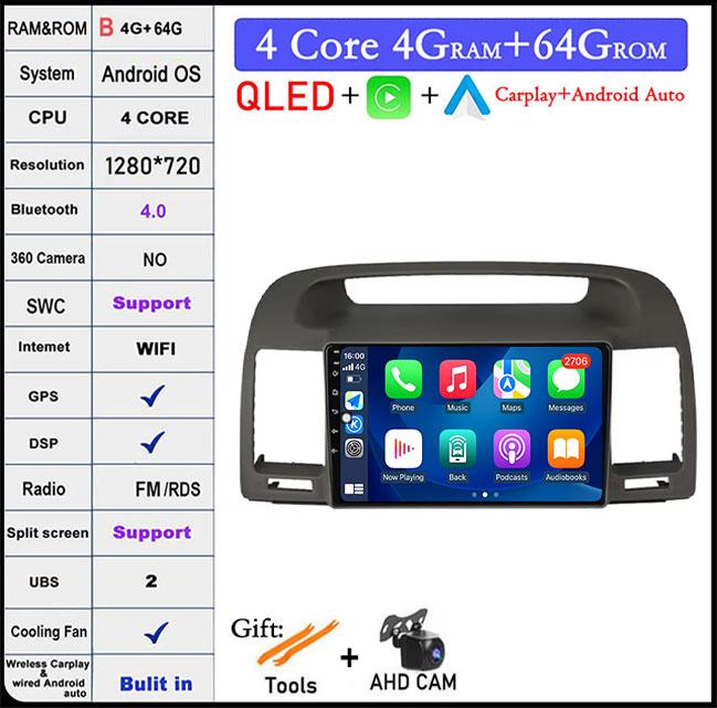 9'' For Toyota Camry 5 XV 30 2001 2002 - 2006 Android 14 Car Radio Multimedia Player Navigation GPS Carplay Touch Screen