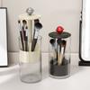 Transparent Makeup Brush Holder with Lid Automatic Lifting Dustproof Makeup Brushes Organizer for Vanity Cosmetics Storage Box