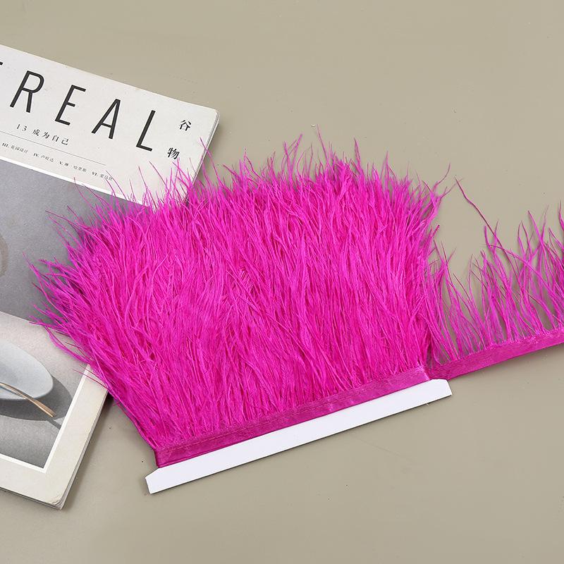 Color 8-10 Cm Ostrich Hair Cloth Edge Clothing Cuffs Hem Ostrich Feather Strips Cloth With Accessories Lace