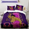 3pcs Omega Psi Phi pattern bedding set duvet cover set includes duvet cover &pillowcases, perfect all season bedroom decoration & gift