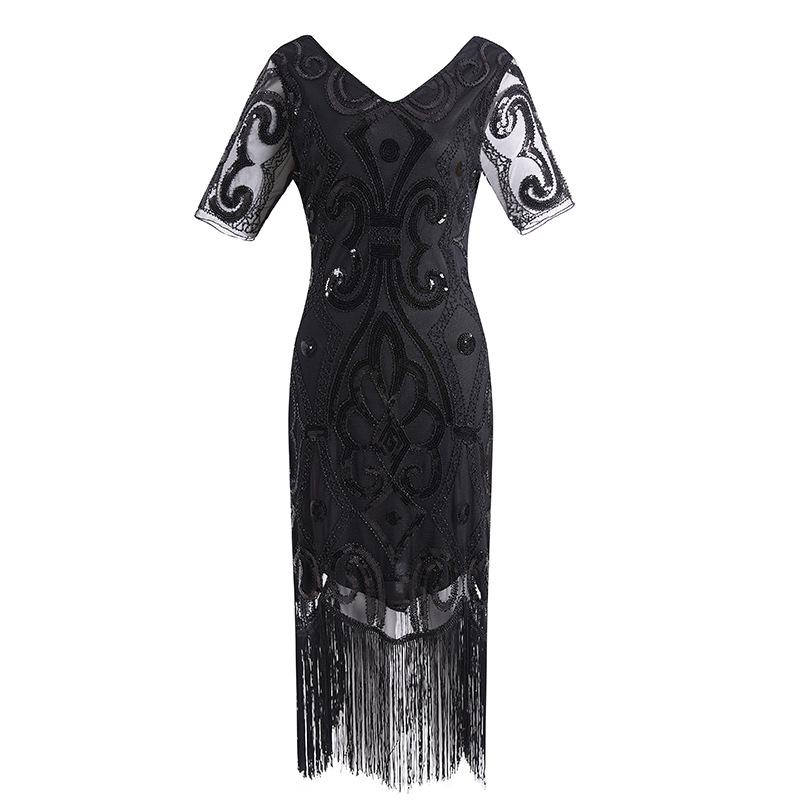 Boutique Explosive Vintage Tassel Evening Dress Sequins Handmade Beaded Party Banquet Dress