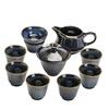 Kiln-changed gold silk cover bowl ten-headed kung fu tea set gift box set ceramic tea cup commercial meeting gift business