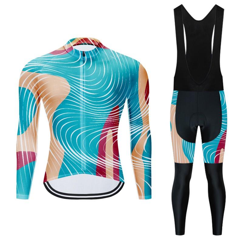 Men Women Cycling Long Sleeve Jersey Set Breathable Quick Dry Performance Wear Road Mountain Bike Riding