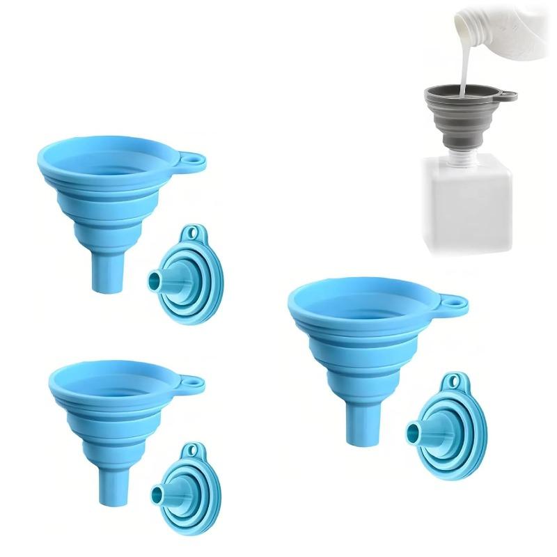 2025 New Silicone Collapsible Kitchen Funnel Set (3PC) - Food Grade Liquid Transfer Funnels for Bottles, Oil, Cooking Gadgets