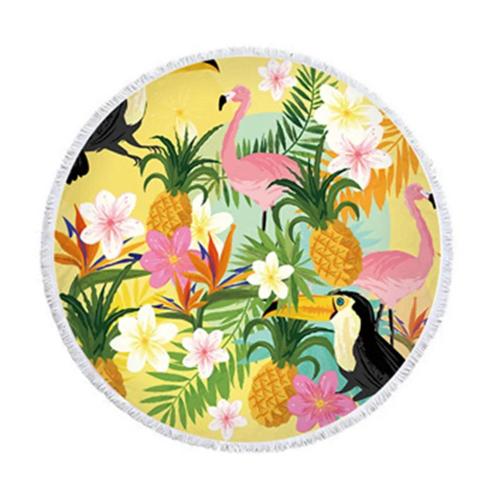 Carton Pineapple Round Beach Towel Tassel Bohemian Flamingo Large Blanket Picnic Yoga Mat travel Boho Tablecloth Beach towel