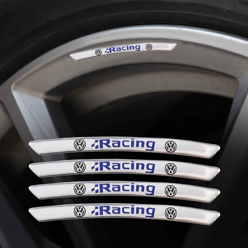 Für VOLKSWAGEN VW 4 Stück Aluminiumlegierung Auto Radnaben-Aufkleber Für Volkswagen GTI R-Line R Polo T5 Golf Passat Scirocco Jetta Bee