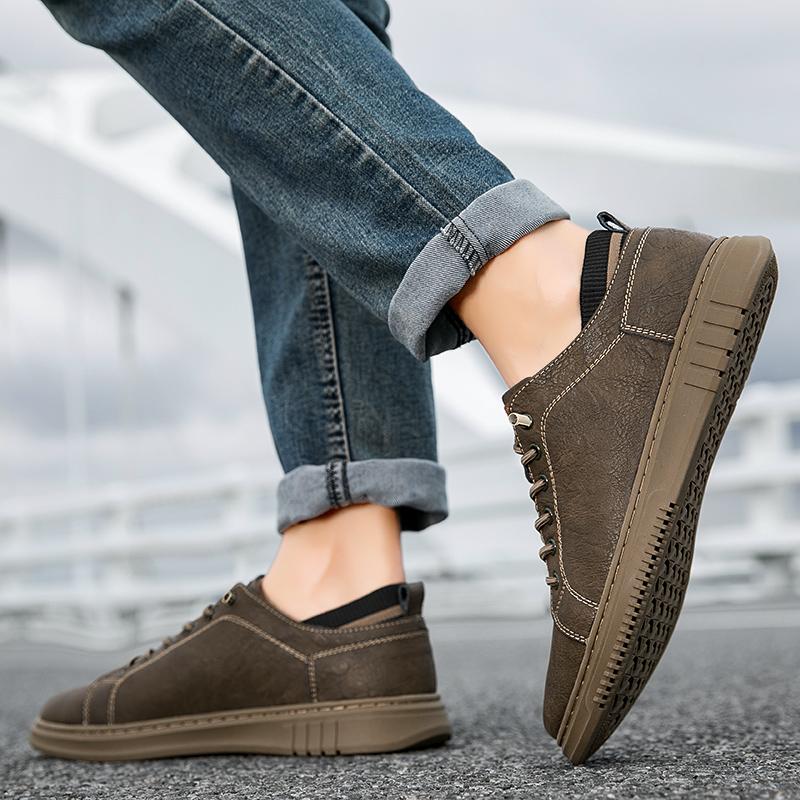 Fashion Autumn Winter Men Casual Shoes New Fashion All-match Mens Sneaker Cow Genuine Leather Flats Walking Travel Shoes Male Size 36-49