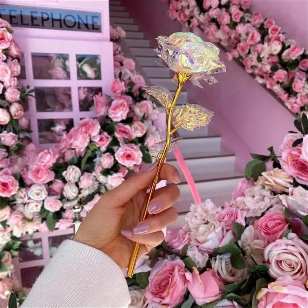 10PCS Valentine's Day Creative Gift Foil Plated Rose Gold Rose Lasts Forever Love Wedding Decor Lover Roses Creative Gift