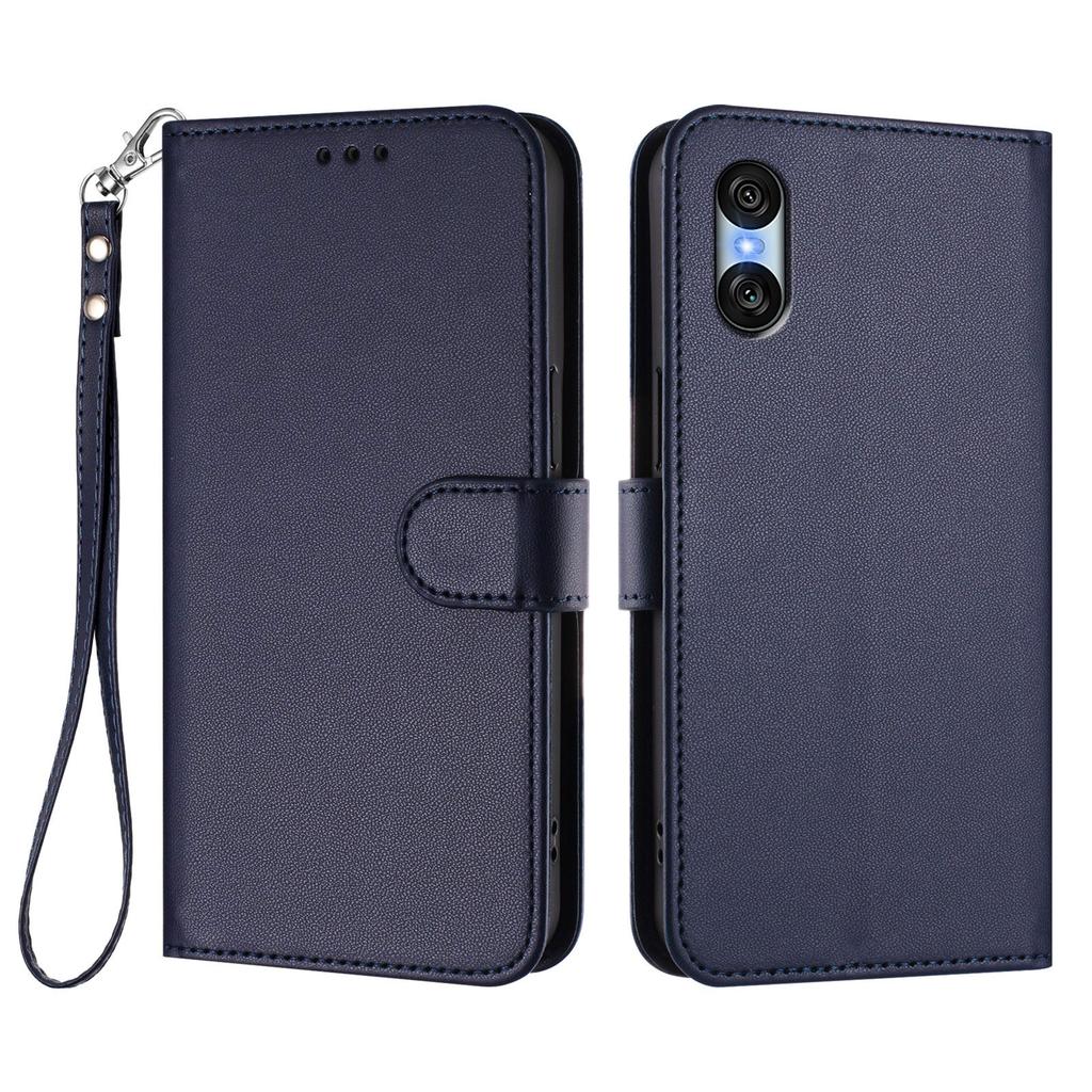 For Sony Xperia 10 VI Leather Case Wallet Stand Phone Cover with Wrist Strap