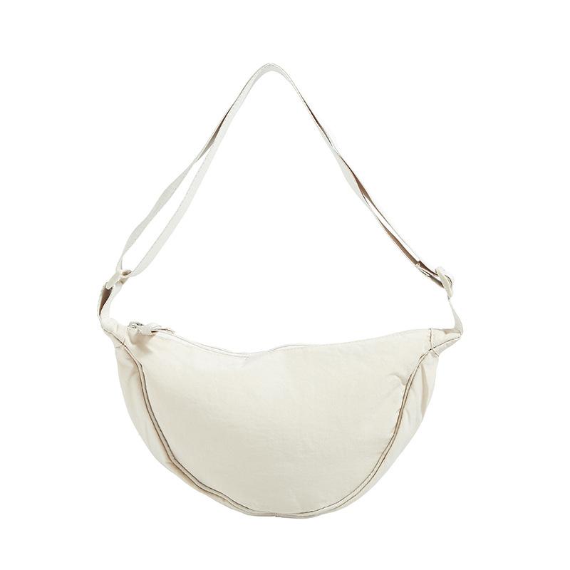 Borsa a spalla da donna casual tinta unita a forma di raviolo, semplice, in nylon, grande capacità, per viaggi all'aperto, pendolarismo, borsa a tracolla, borsa in tela da portare sotto l'ascella