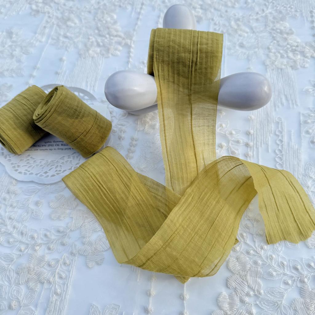 Elegant Striped Pleated Ribbons Simple Solid Color Chiffon Ribbons 5cm*5m Packaging Material Wedding Ribbons