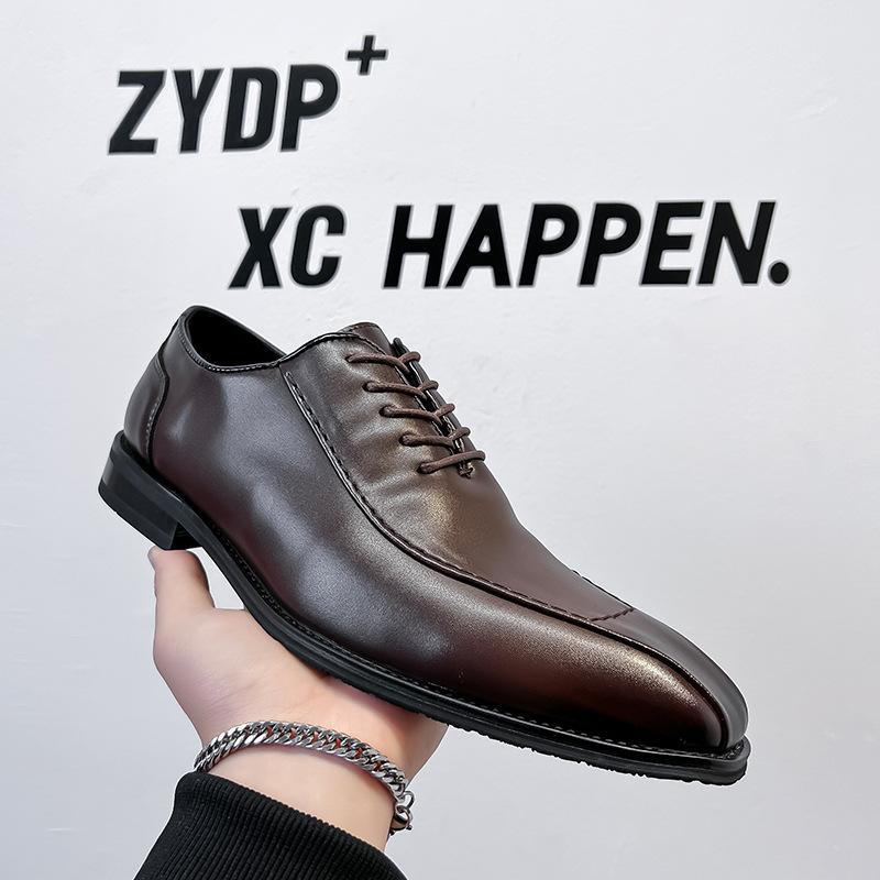 

Pointed leather shoes men s formal wear business British style casual men s shoes platform inner height increase Derby shoes men s 70068-A 46 світло-коричневого кольору