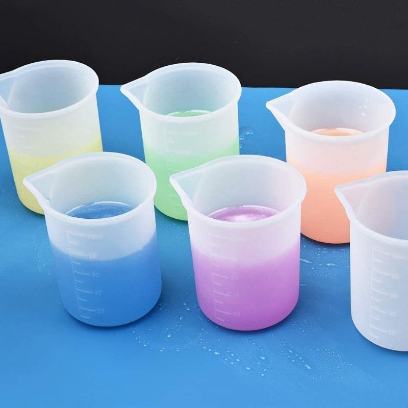5pcs/set 50ml Silicone Measuring Cup Tools Round Silicone Mold Clear Graduated Epoxy Split Cup DIY for Casting Resin Mold