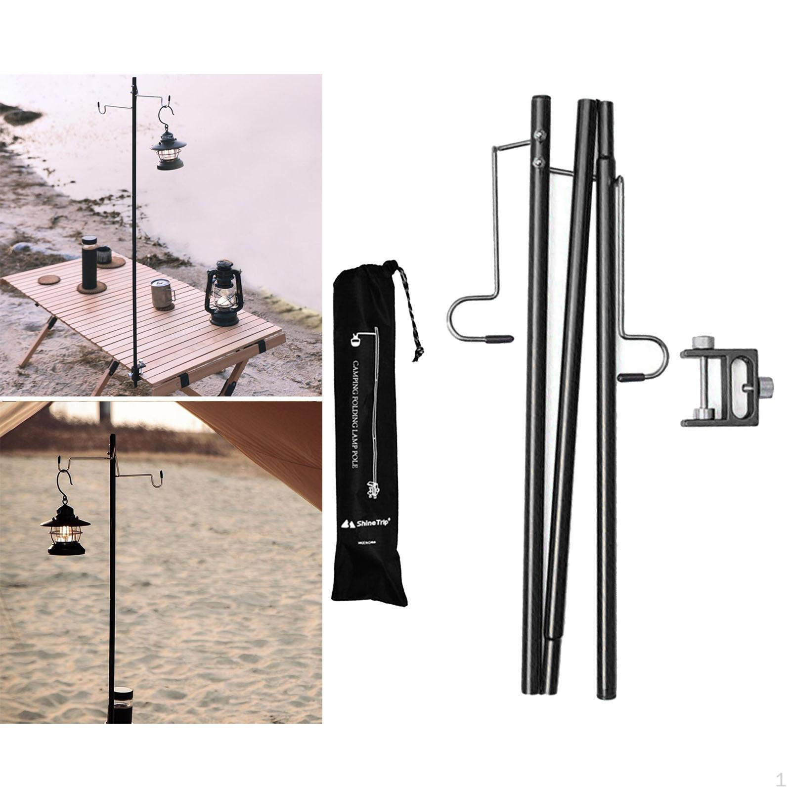 Camping Folding Lamp Pole, Lightweight Collapsible Aluminum Lantern Stand, Outdoor Post Hanging