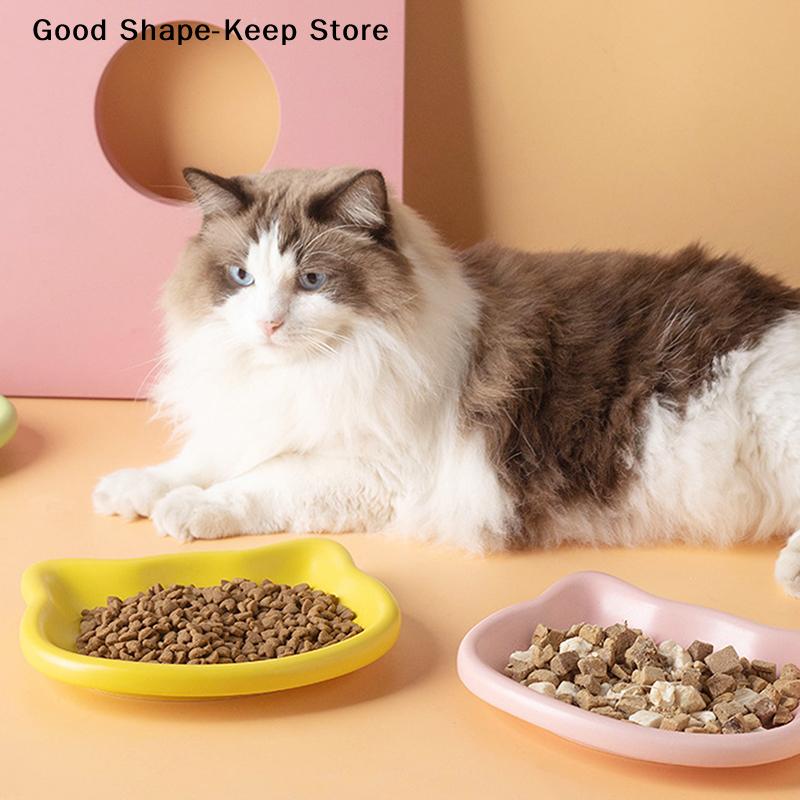 5PCS Multicolor Cartoon Cat-Shaped Design Plastic Cat Bowl Set Pet Supplies Category Non-Slip Bottom To Prevent Slipping