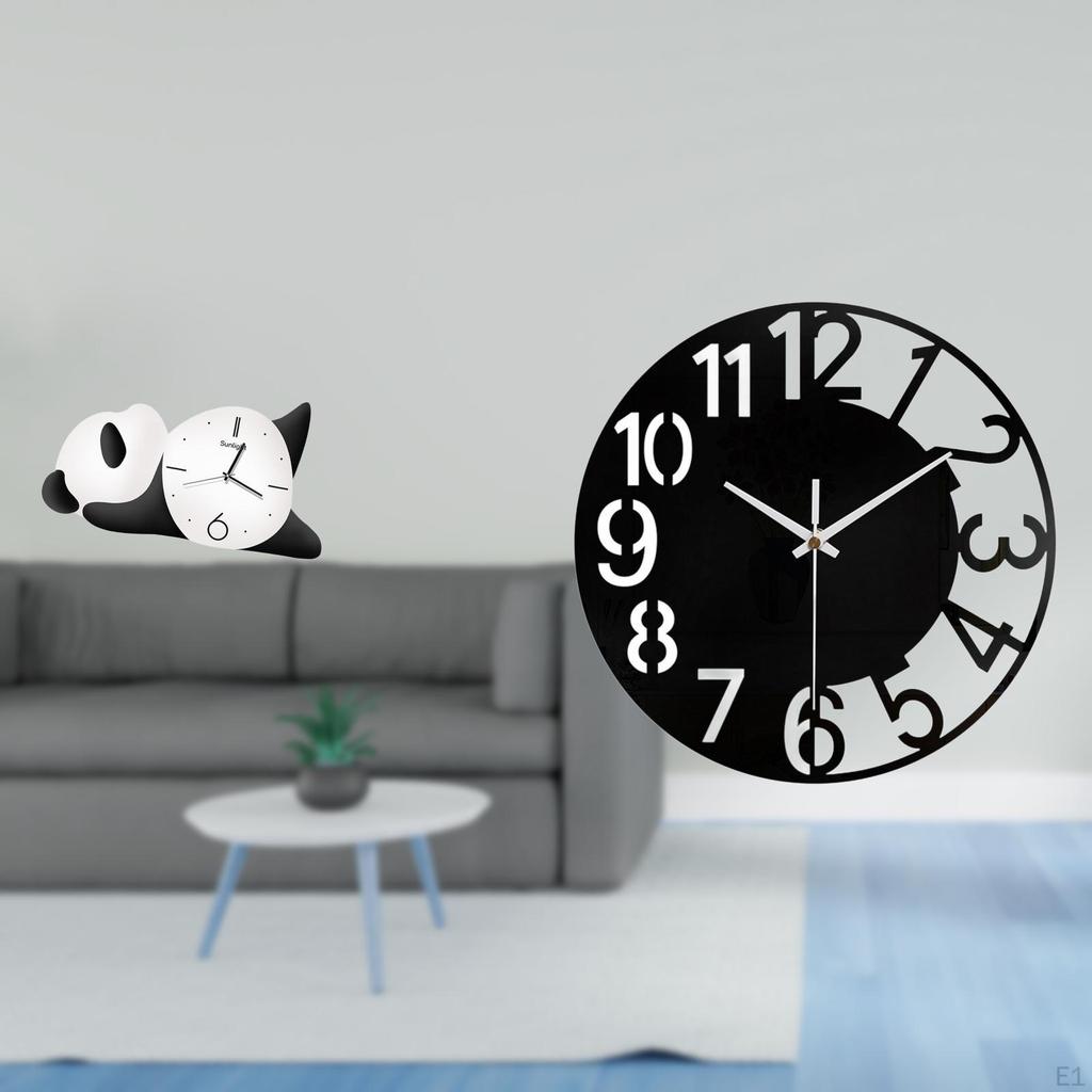Modern Acrylic Panda Wall Clock Silent Easy Read Sturdy Cute Decorative Home Decor for Living Room