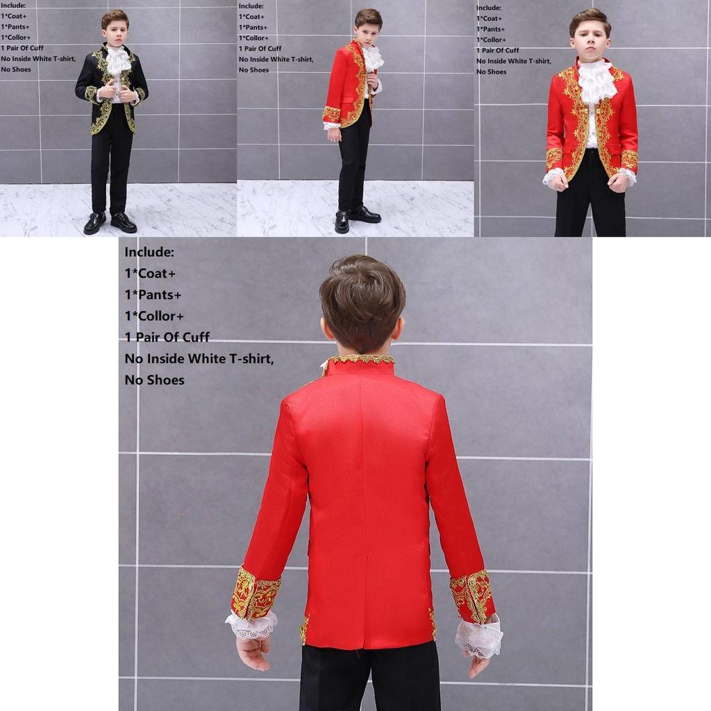 Child Boy Prince Costume With Luxurious Gold Flower Details Perfect For Fairytale Themed Events