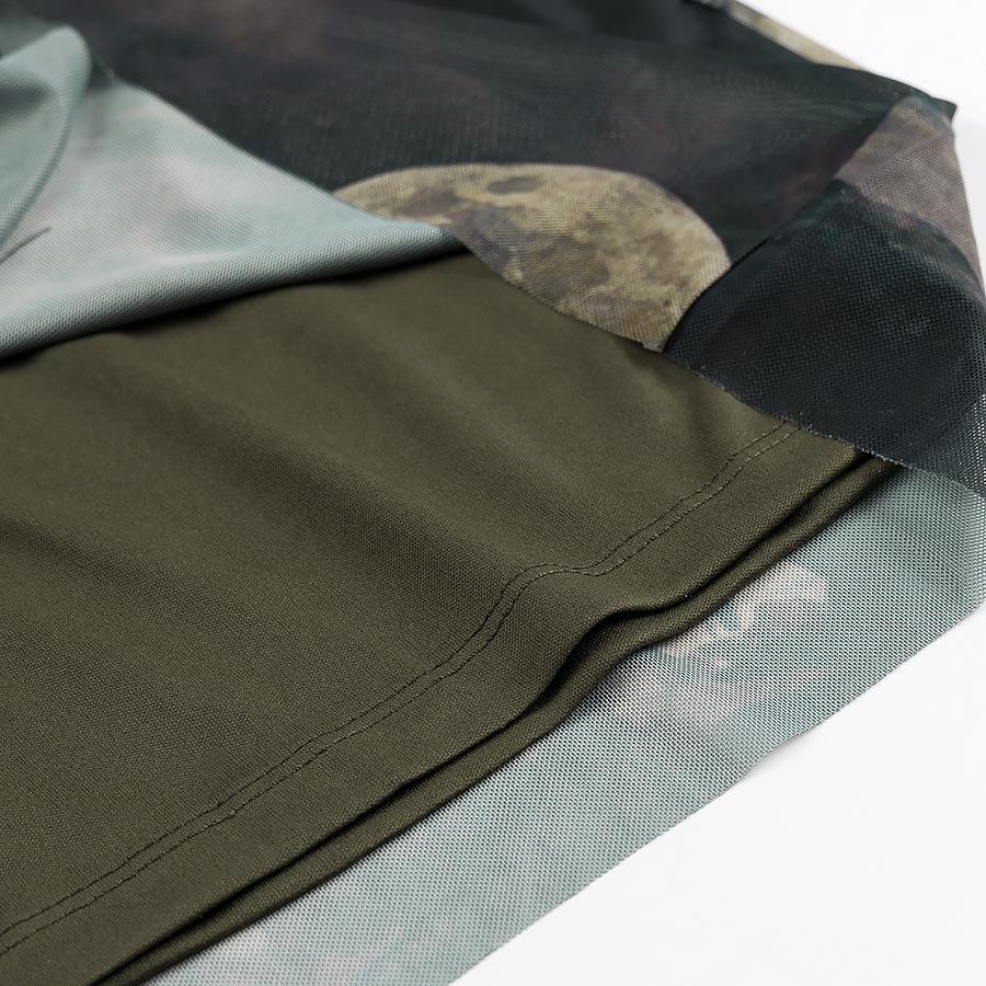 Spring Women's Floral Mesh Crew Neck Long Sleeve Slim Dress