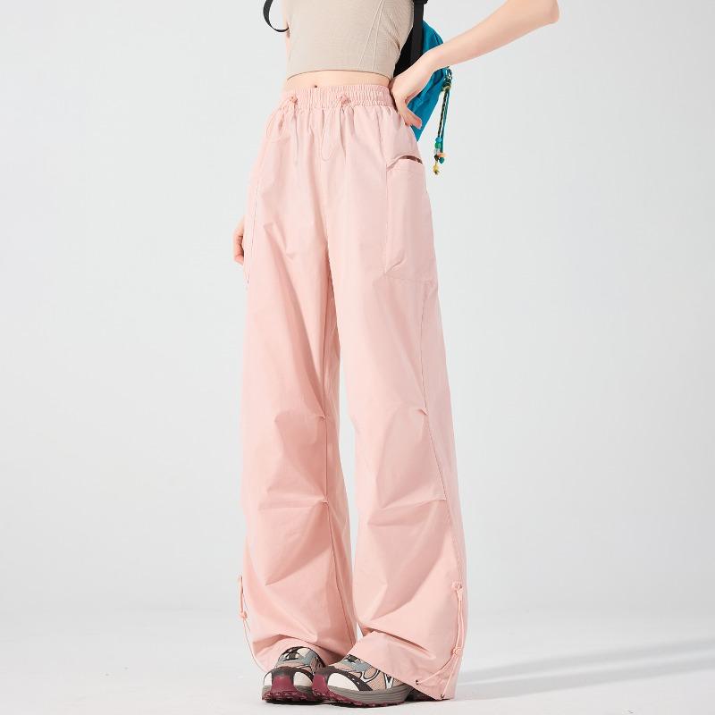 Pantaloni Traspiranti Impermeabili Colorati in Seta di Ghiaccio Asciugatura Rapida Gamba Larga Paracadute Ultraleggeri Antivento Protezione Solare per Donna