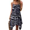 Women's Summer Casual Vintage Floral Print Round Neck Adjustable Suspender Dress With Pockets