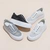 Thick-soled Little White Shoes Women's 2025 New Summer Outer Wear Fashionable Versatile Hollow Breathable One-pedal Lazy Board Shoes