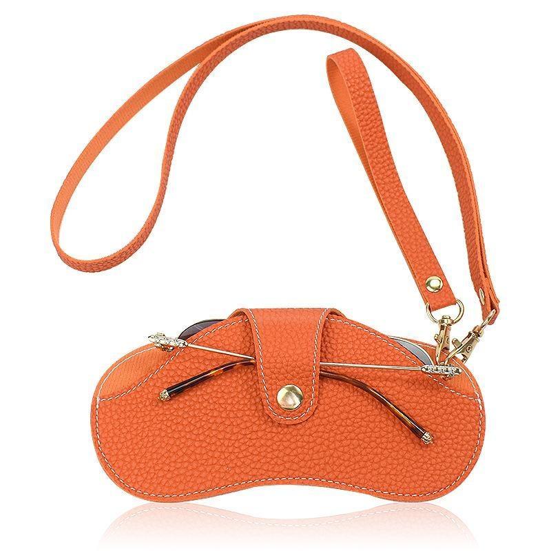 Glasses Case Portable Neck Hanging Soft Leather Scratch Wear Resistant Glasses Bags PU Leather Glasses Holder