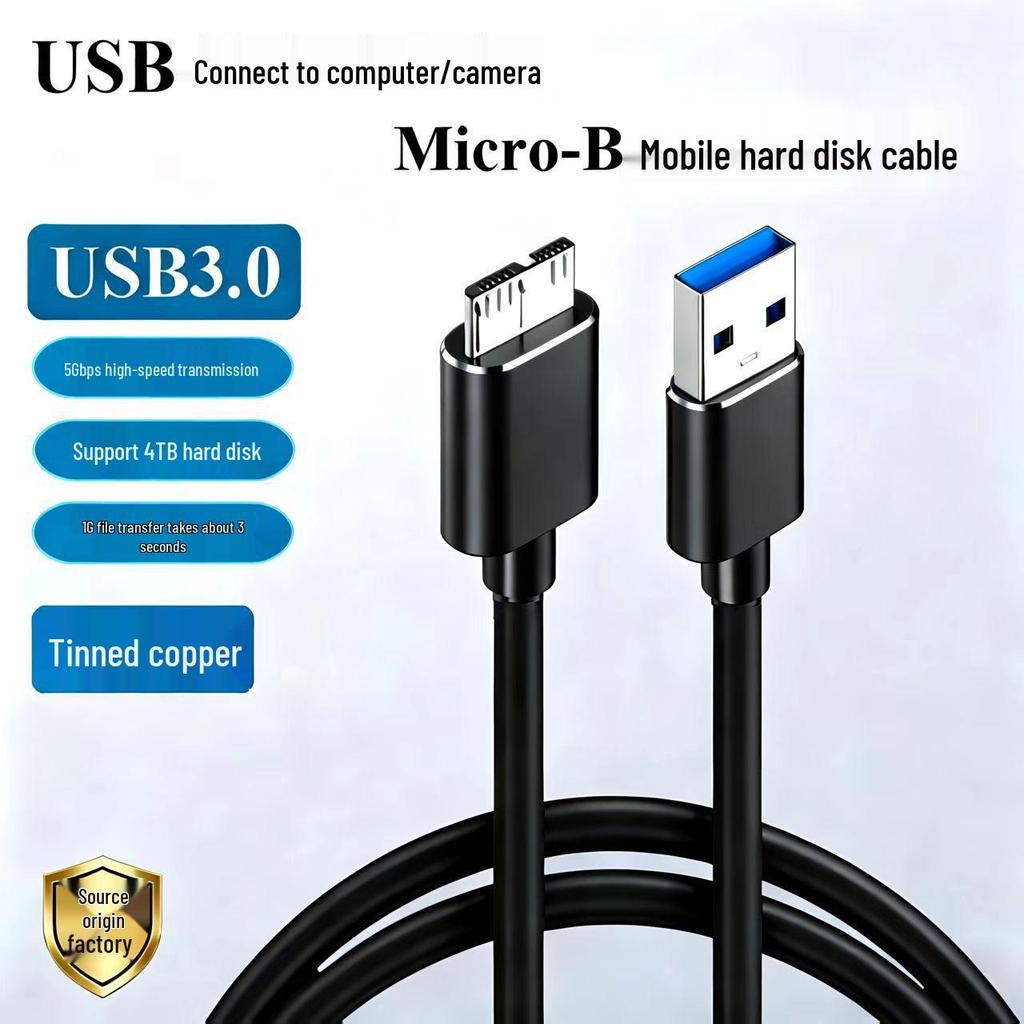 USB 3.0 To Micro-B Data Cable, 5Gbps, Gold-Plated, for Hard Drives & Cameras