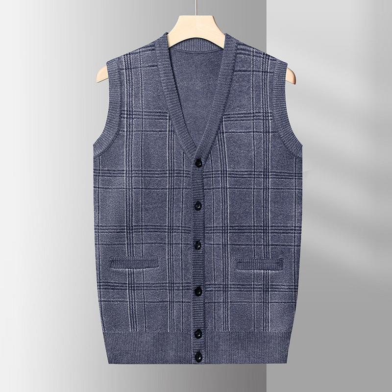 

Cardigan Sweater Vest Autumn Men s Sleeveless Single-breasted Sweater Vest Padded Warm Men s Vest. M