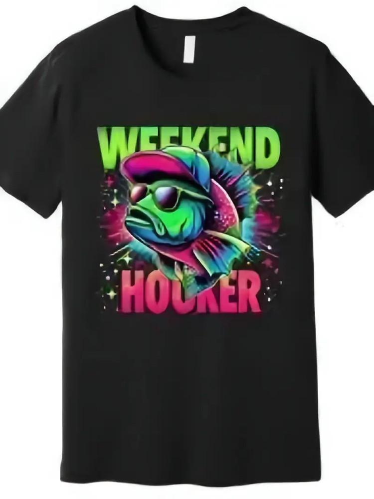 Men039;s 034;Weekend Hooker034; Graphic TeeRetro Style Cotton T-Shirt with Vibrant Fis Unisex T-Shirt M