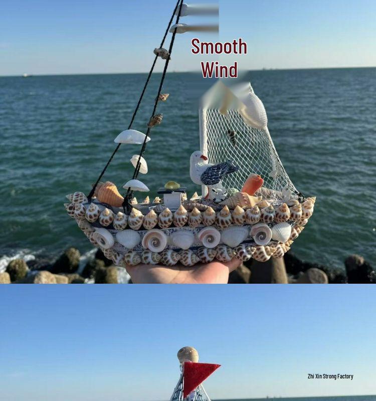 Medelhavssnäckskal Segelbåtsmodell Prydnad - Smooth Sailing Hantverkspresent Souvenir
