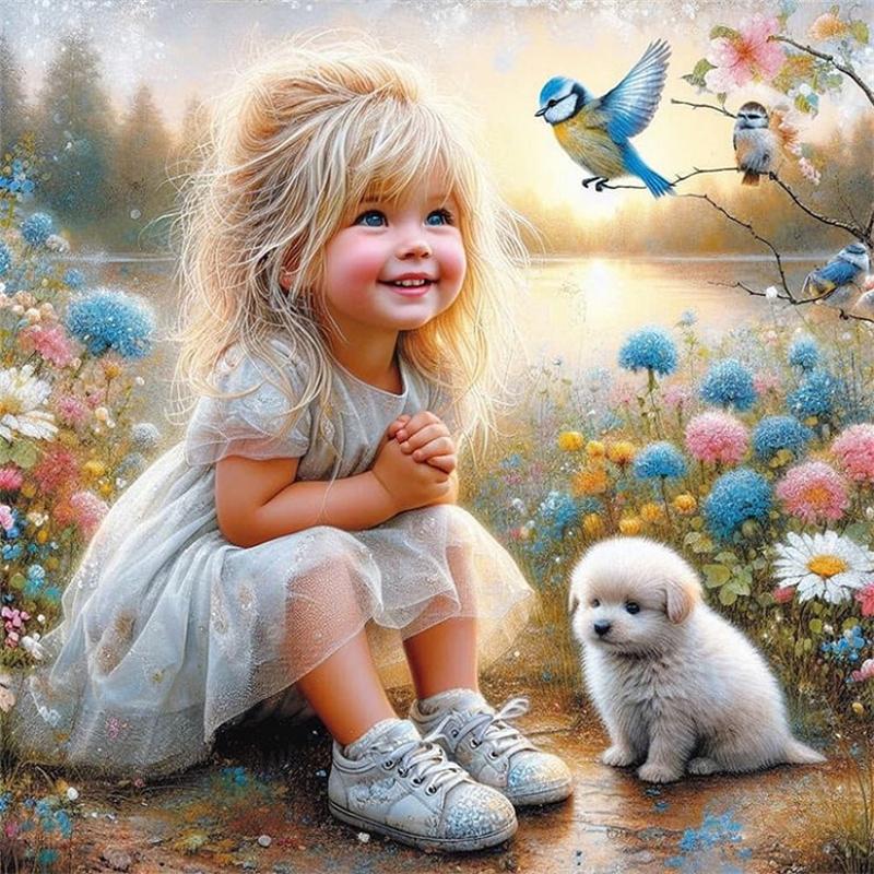 

DIY Алмазная картина Прекрасный ребенок вышивка крестом набор Мозаичное искусство Алмазная картина Полный круг Алмазное украшение для дома Round 40x40cm