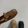 Carved Square Head Shallow Mouth Single Shoes Flat-soled Small Leather Shoes Niche Design Mary Jane Shoes Autumn