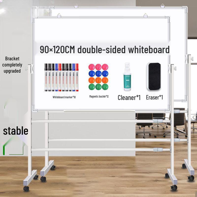 Double-Sided Movable Whiteboard & Blackout Board Easel Stand for Home & Office Teaching