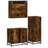 3 Piece Bathroom Furniture Set In Smoked Oak Wood Based Material
