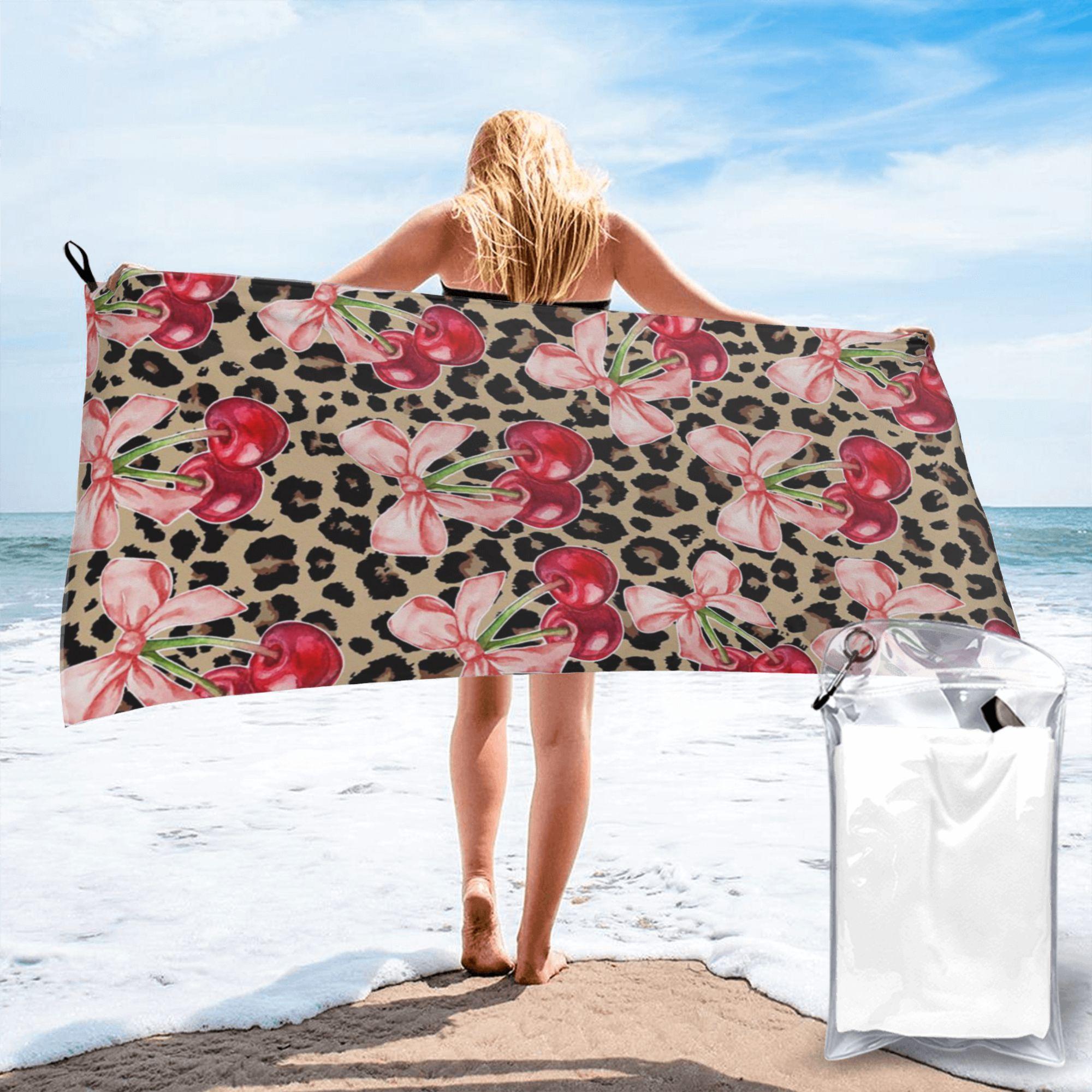 cherry Beach Towel Soft Microfiber Quick Dry Absorbent Quick Towels For Bath W40*H60(CM)