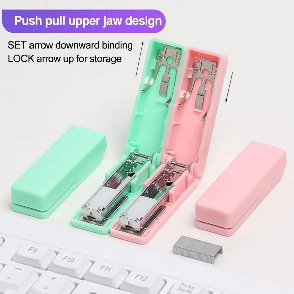 Portable Candy Color Mini Stapler Multifunction Metal Small Stapler Bookbinding Supplies Manual Binding Tool School Office