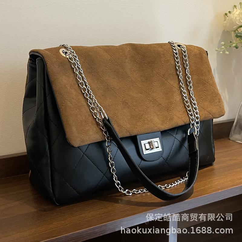 Rhombus chain bag women's large capacity 2025 new summer leisure niche design messenger bag commuter tote bag