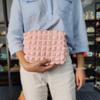 Pink Ins Style Three-Dimensional Cloud Bubble Grid Cosmetic Bag Portable Clutch
