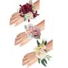Elegant Wrist Flower For Bride Bridesmaid Fabric Artificial Rose Wrist Corsage Wedding Accessory Formal Event Decoration