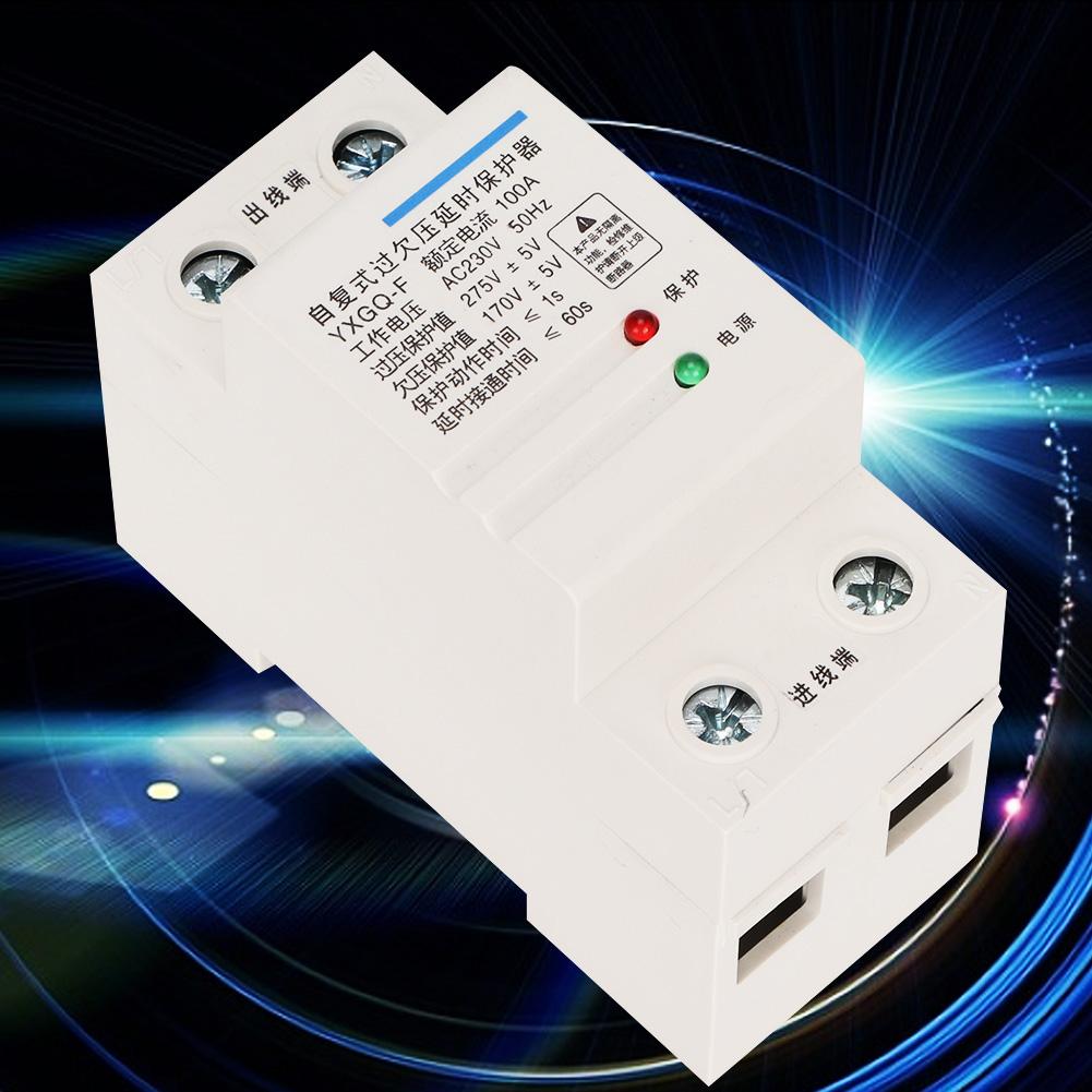 2P 100A Automatic Recovery Over & Under Voltage Delay Relay Protector Device