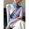 Lady's Sexy High-neck Long-sleeved T-shirt, Soft Texture for Autumn and Winter Tops, Machine Washable