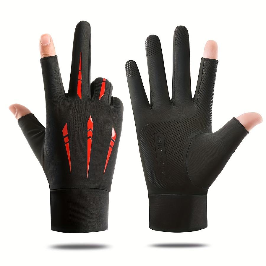 Summer Exposed Two-Finger Gloves Outdoor Sports Gloves Thin Sunscreen Quick-Drying Breathable Cycling красный