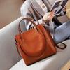 Women's Leather Bag Summer New Commuter Tote Bag Large Capacity Bucket Bag Shoulder Messenger Bag