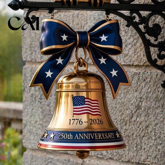 Independence Day Home Ornament Spirit of Liberty Eagle Bell, 250th Anniversary Wall Mounted Bell Patriotic Metal for Front Door Garden Porch