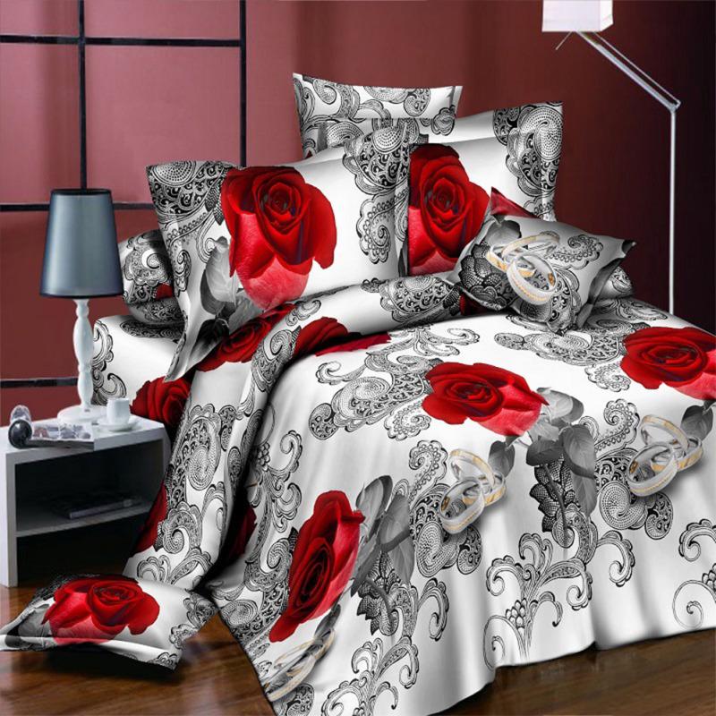3D Rose Flower Twin Queen King Size Pościel Poszewka na kołdrę Zestaw poszewek na kołdrę
