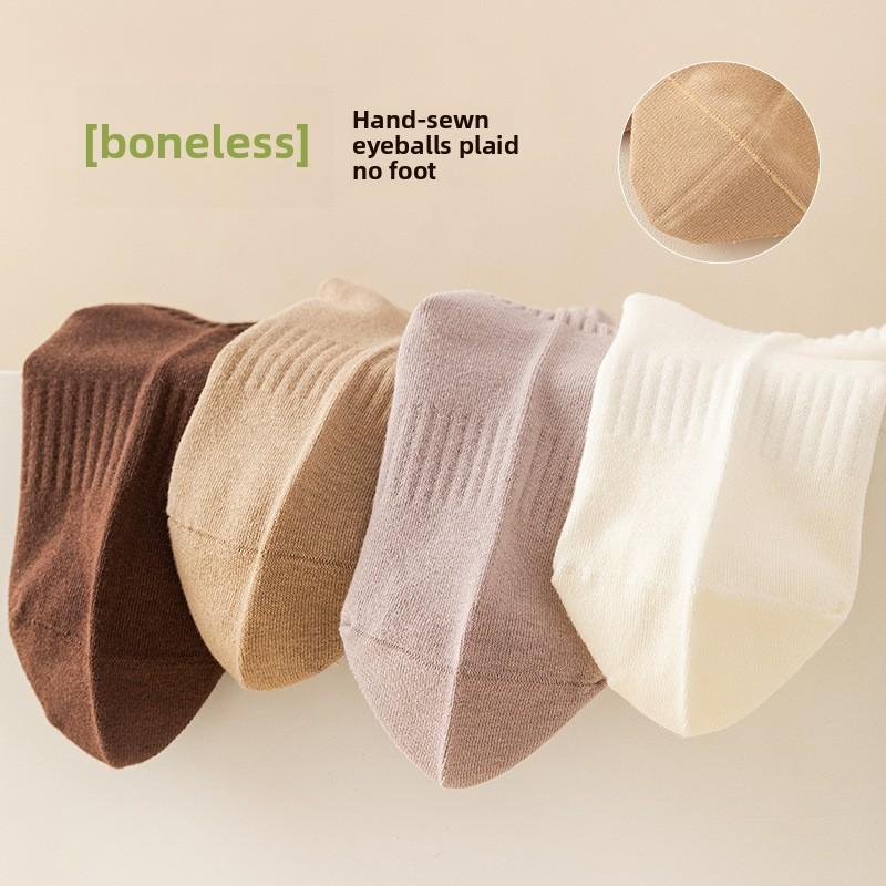 5 Pairs of Women's Spring and Fall Solid Color Sports Cotton Tide Mid Tube Pile Socks