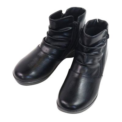 HS Geniş 4E Kolay Yürüyüş 3cm Kısa Fermuarlı Yağmur Çizmesi Kadın Çizmesi, Su Geçirmez, Kaymaz, içinde, Topuklu, Siyah, Çizme, (2853-BL-225)